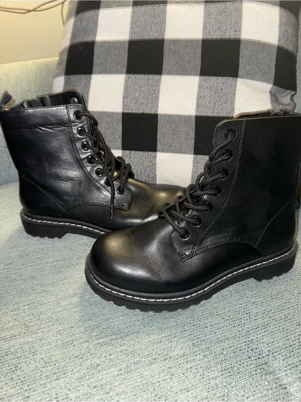 Torrid Black Lace-Up Combat Boots with Side Zip 8.5W